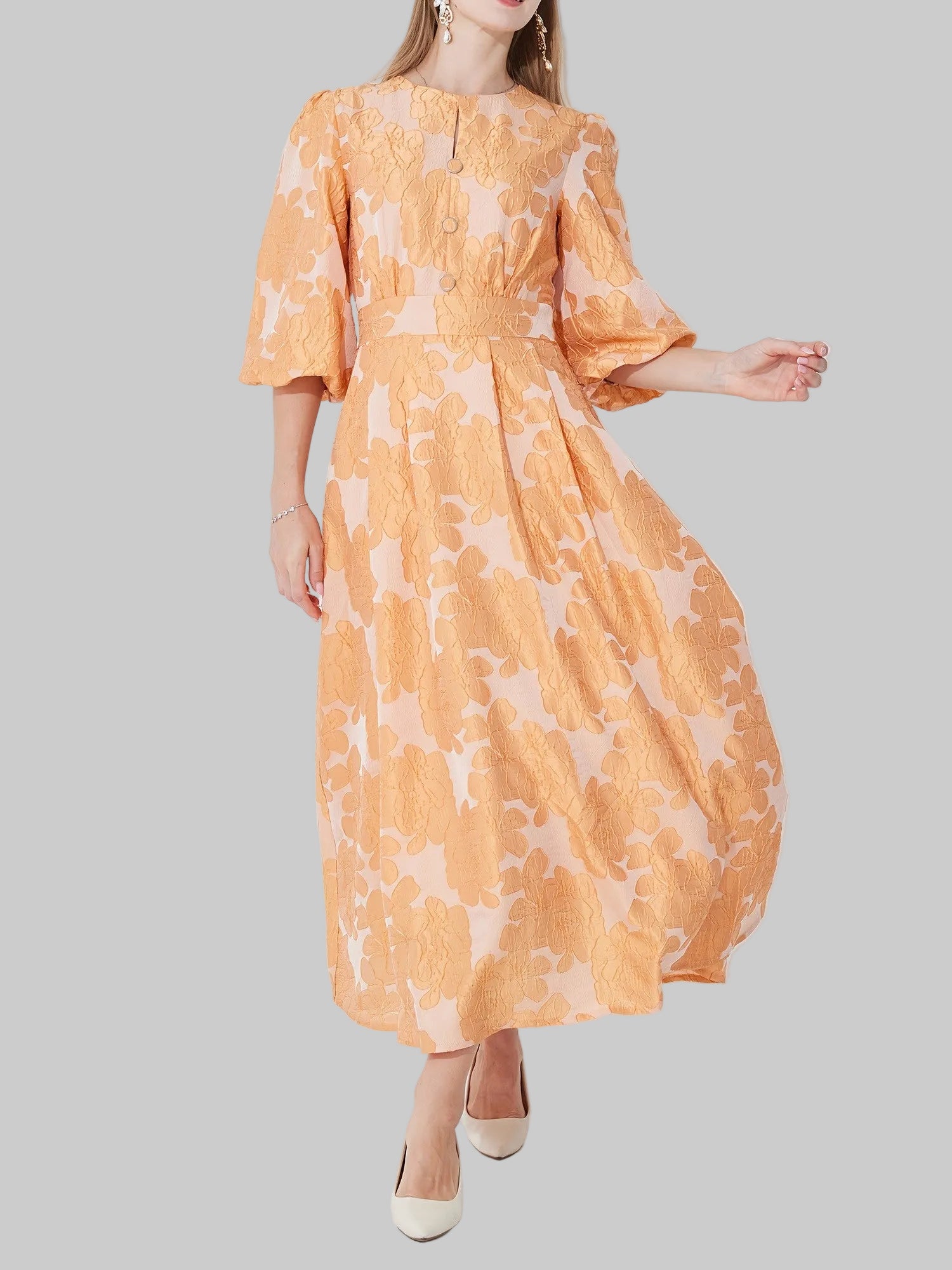 Damska Sukienka Midi w Kwiaty