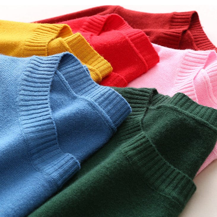 Damski Sweter z Okrągłym Dekoltem z Długimi Rękawami i Prążkowanymi Mankietami