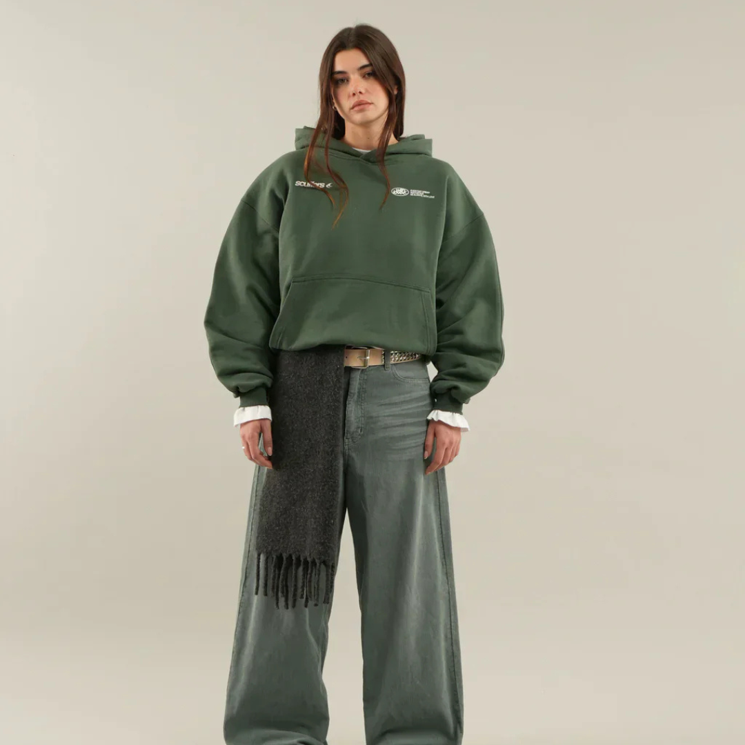 Damska Bluza z Kapturem z Nadrukiem na Plecach i Długimi Rękawami