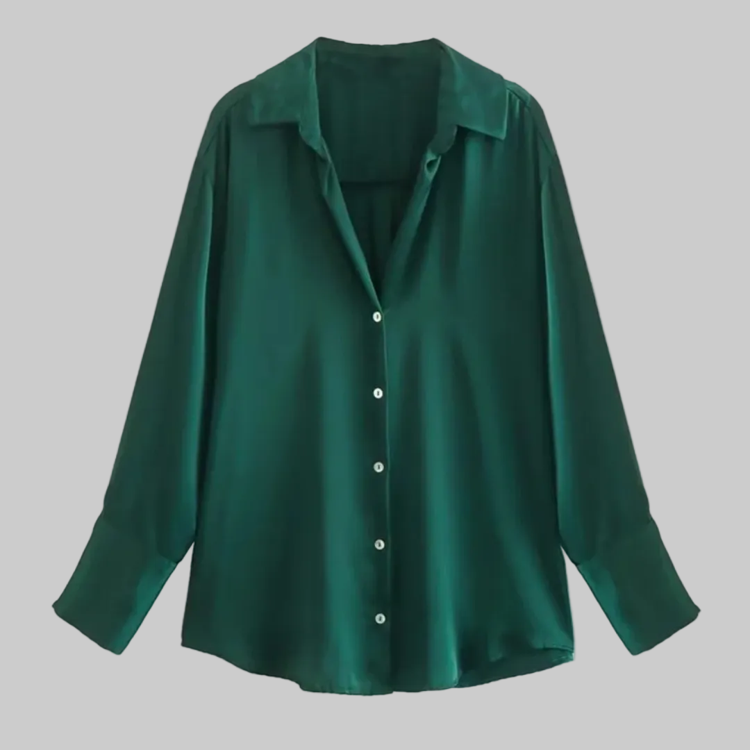 Damska Koszula z Wykładanym Kołnierzykiem z Zapięciem na Guziki i Długimi Rękawami