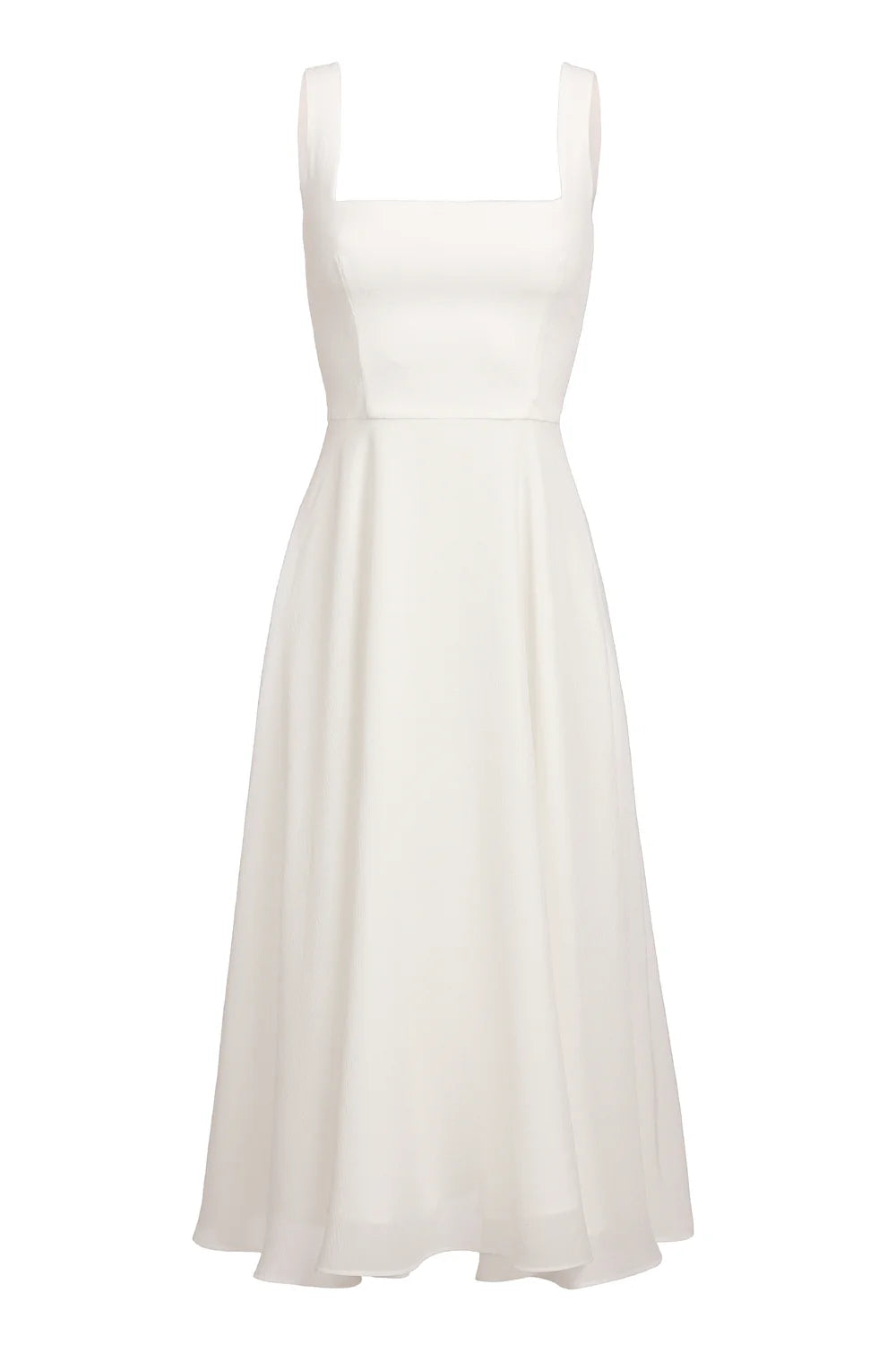 Damska Sukienka Midi z Kwadratowym Dekoltem i Rozkloszowaną Spódnicą